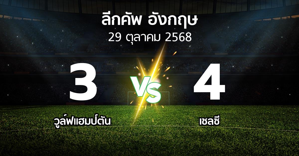 ผลบอล : วูล์ฟแฮมป์ตัน vs เชลซี (ลีกคัพ 2025-2026)