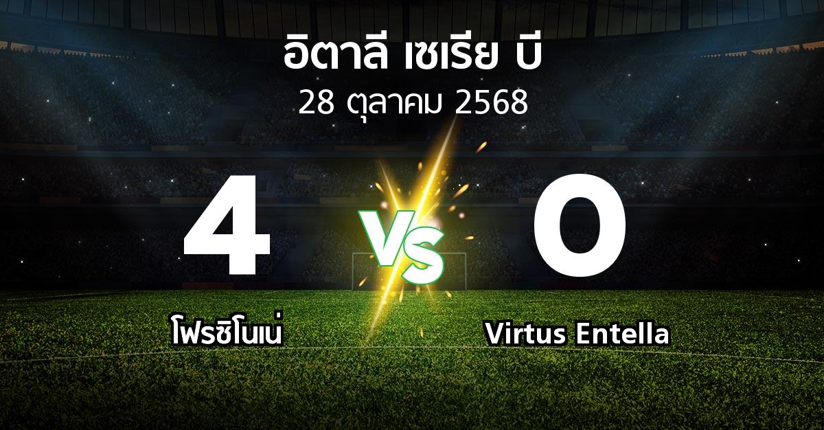 ผลบอล : โฟรซิโนเน่ vs Virtus Entella (อิตาลี-เซเรีย-บี 2025-2026)