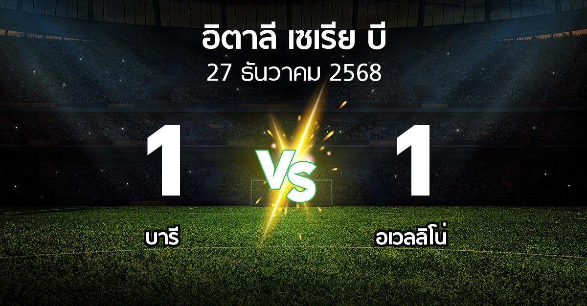 ผลบอล : บารี vs อเวลลิโน่ (อิตาลี-เซเรีย-บี 2025-2026)