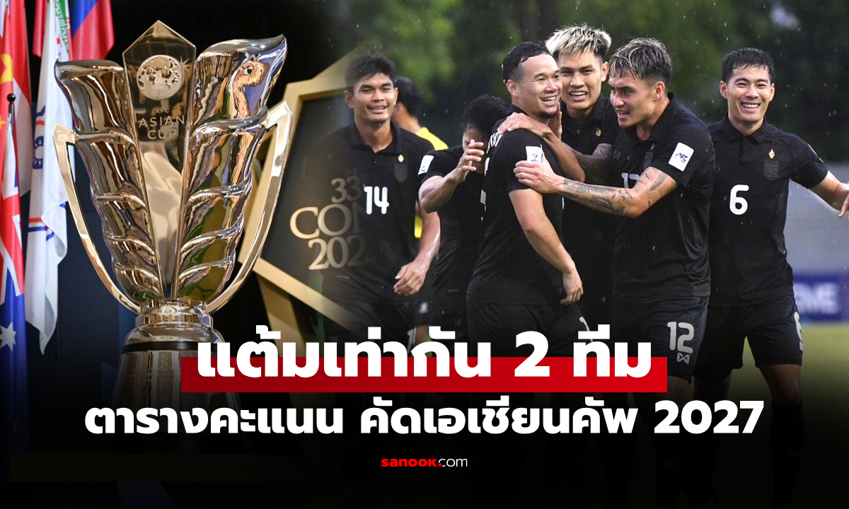 ชี้ชะตานัดสุดท้าย! สรุปตารางคะแนน "ทีมชาติไทย" คัดเอเชียนคัพ 2027
