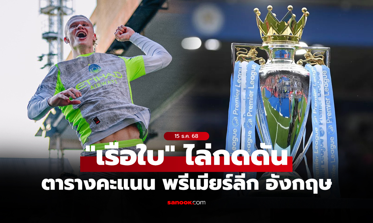 ภาพตารางคะแนนพรีเมียร์ลีกอังกฤษ ฤดูกาล 2025-26 ประจำวันที่ 15 ธ.ค. 68