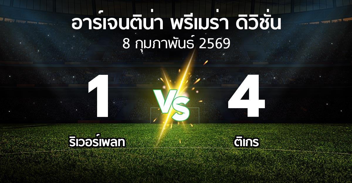 ผลบอล : ริเวอร์เพลท vs ติเกร (อาร์เจนติน่า-พรีเมร่า-ดิวิชั่น 2026)