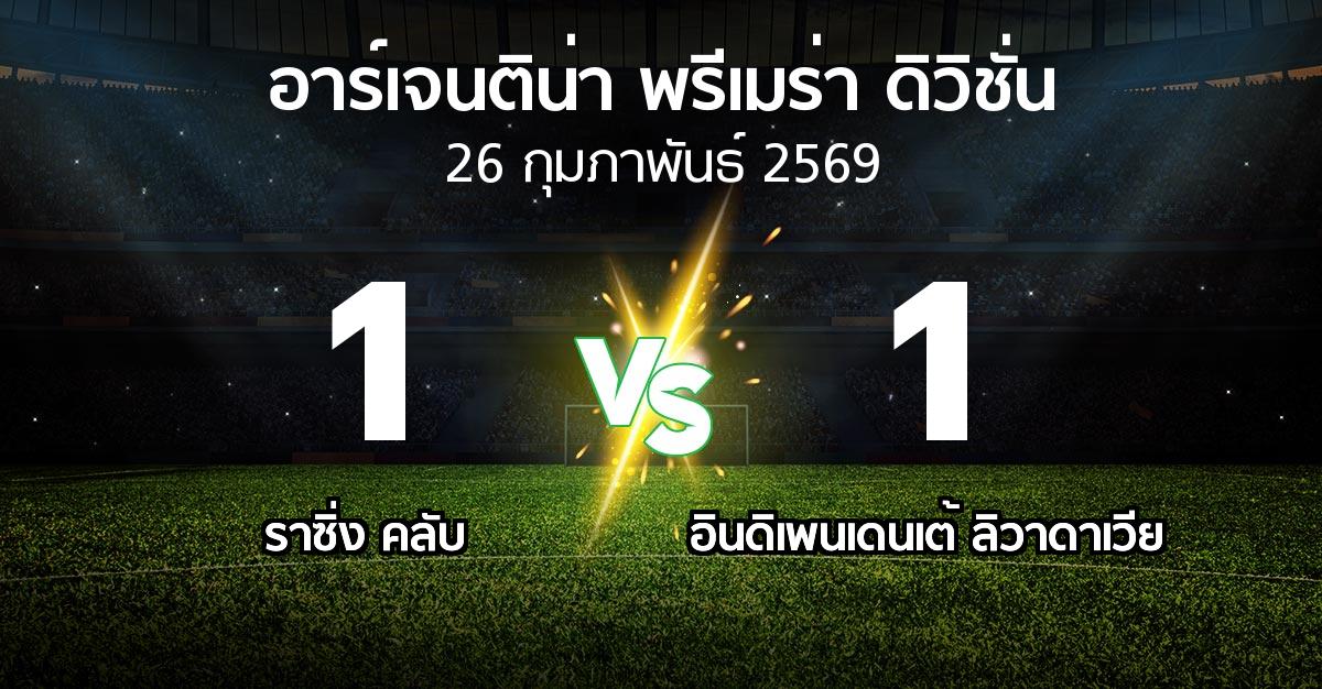 ผลบอล : ราซิ่ง คลับ vs อินดิเพนเดนเต้ ลิวาดาเวีย (อาร์เจนติน่า-พรีเมร่า-ดิวิชั่น 2026)