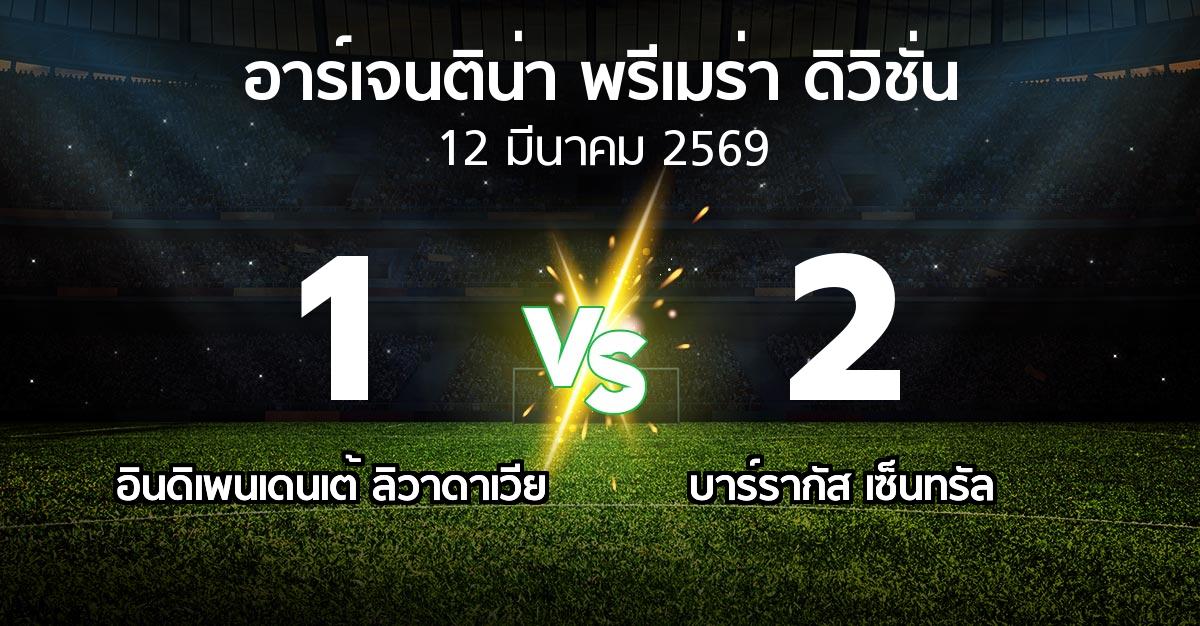 ผลบอล : อินดิเพนเดนเต้ ลิวาดาเวีย vs บาร์รากัส เซ็นทรัล (อาร์เจนติน่า-พรีเมร่า-ดิวิชั่น 2026)