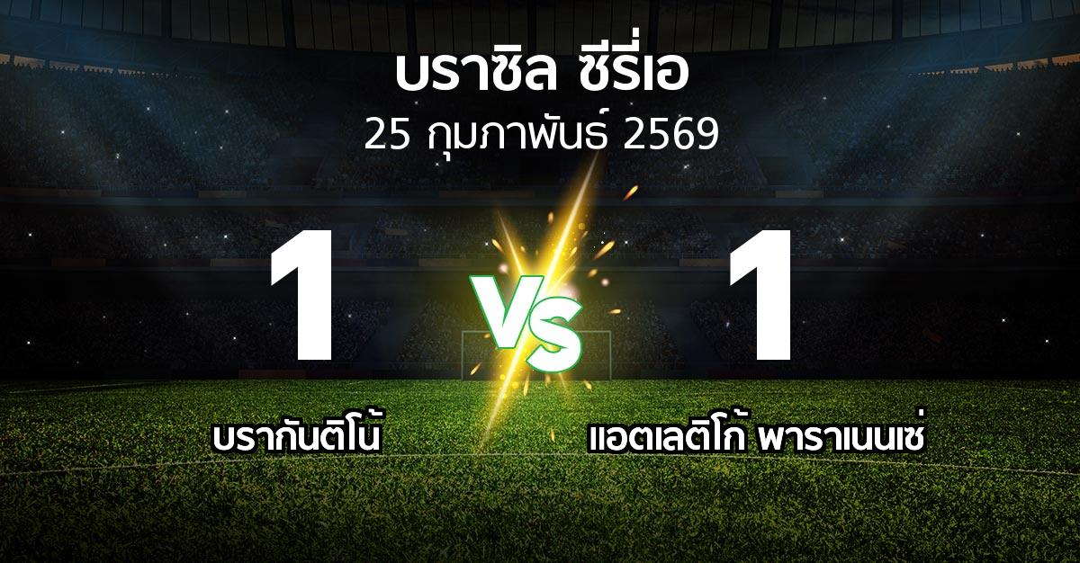 ผลบอล : บรากันติโน้ vs แอตเลติโก้ พาราเนนเซ่ (บราซิล-ซีรี่เอ 2026)