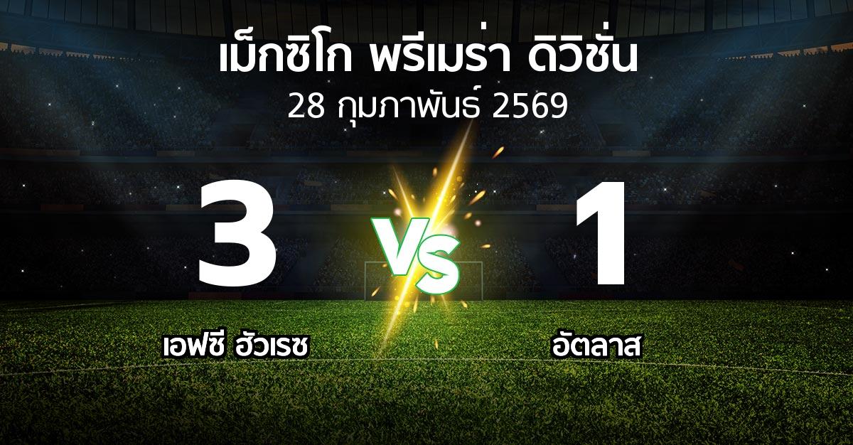 ผลบอล : เอฟซี ฮัวเรซ vs อัตลาส (เม็กซิโก-พรีเมร่า-ดิวิชั่น 2025-2026)