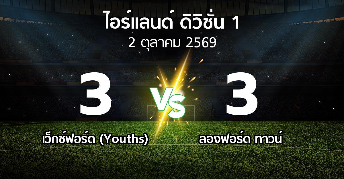 ผลบอล : เว็กซ์ฟอร์ด (Youths) vs ลองฟอร์ด ทาวน์ (ไอร์แลนด์-ดิวิชั่น-1 2026)