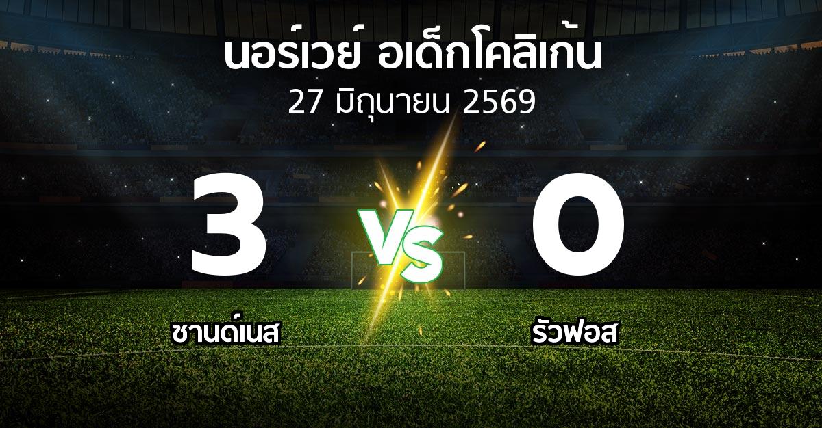 ผลบอล : ซานด์เนส vs รัวฟอส (นอร์เวย์-อเด็กโคลิเก้น 2026)