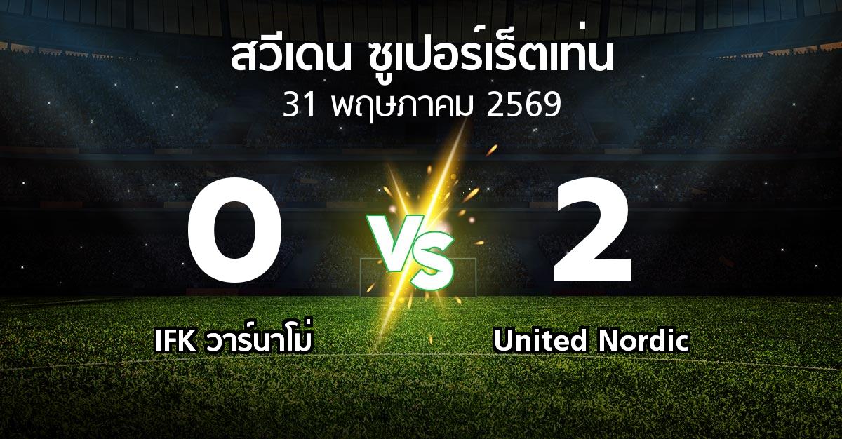 ผลบอล : IFK วาร์นาโม่ vs United Nordic (สวีเดน-ซูเปอร์เร็ตเท่น 2026)