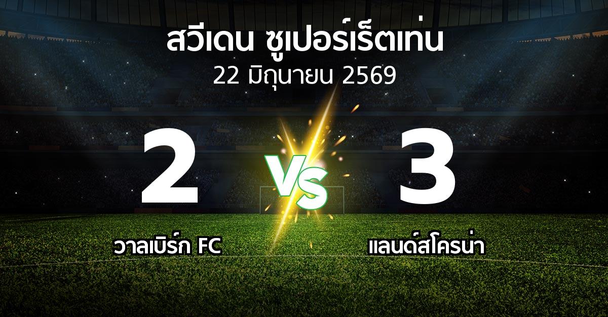ผลบอล : วาลเบิร์ก FC vs แลนด์สโครน่า (สวีเดน-ซูเปอร์เร็ตเท่น 2026)