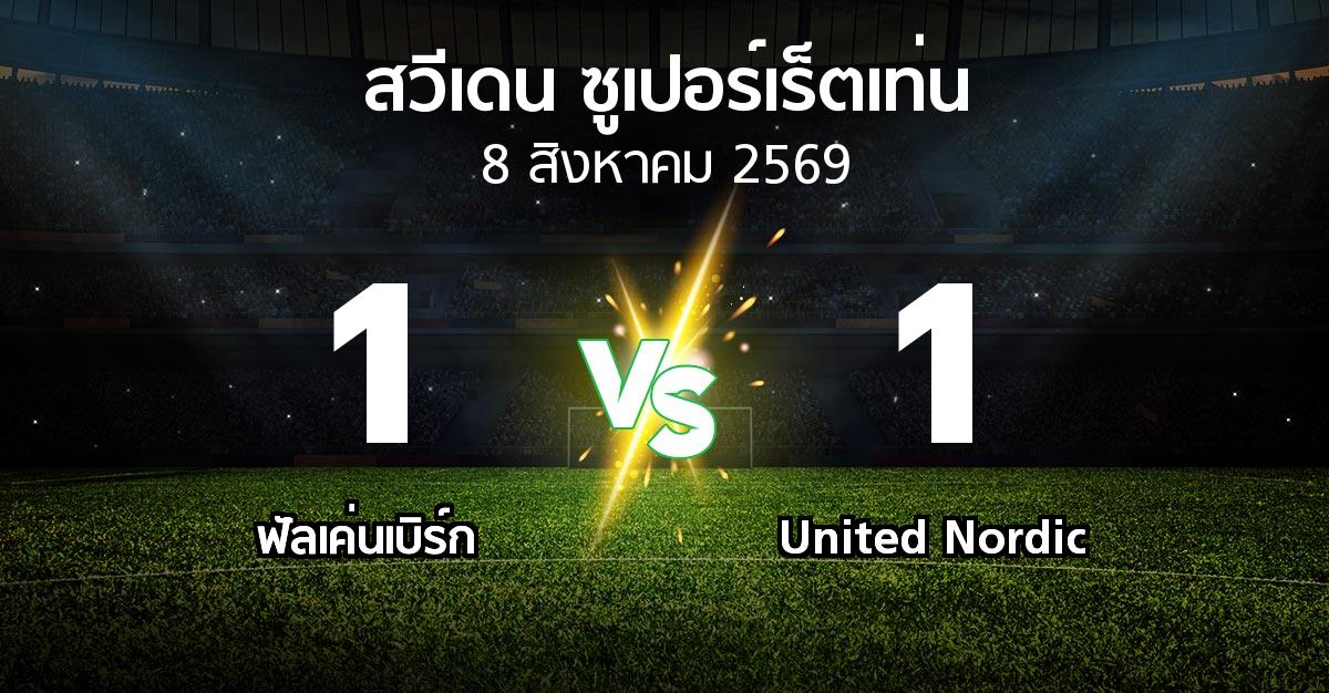 ผลบอล : ฟัลเค่นเบิร์ก vs United Nordic (สวีเดน-ซูเปอร์เร็ตเท่น 2026)