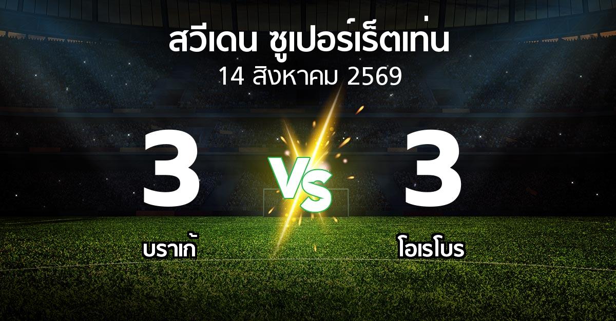ผลบอล : บราเก้ vs โอเรโบร (สวีเดน-ซูเปอร์เร็ตเท่น 2026)