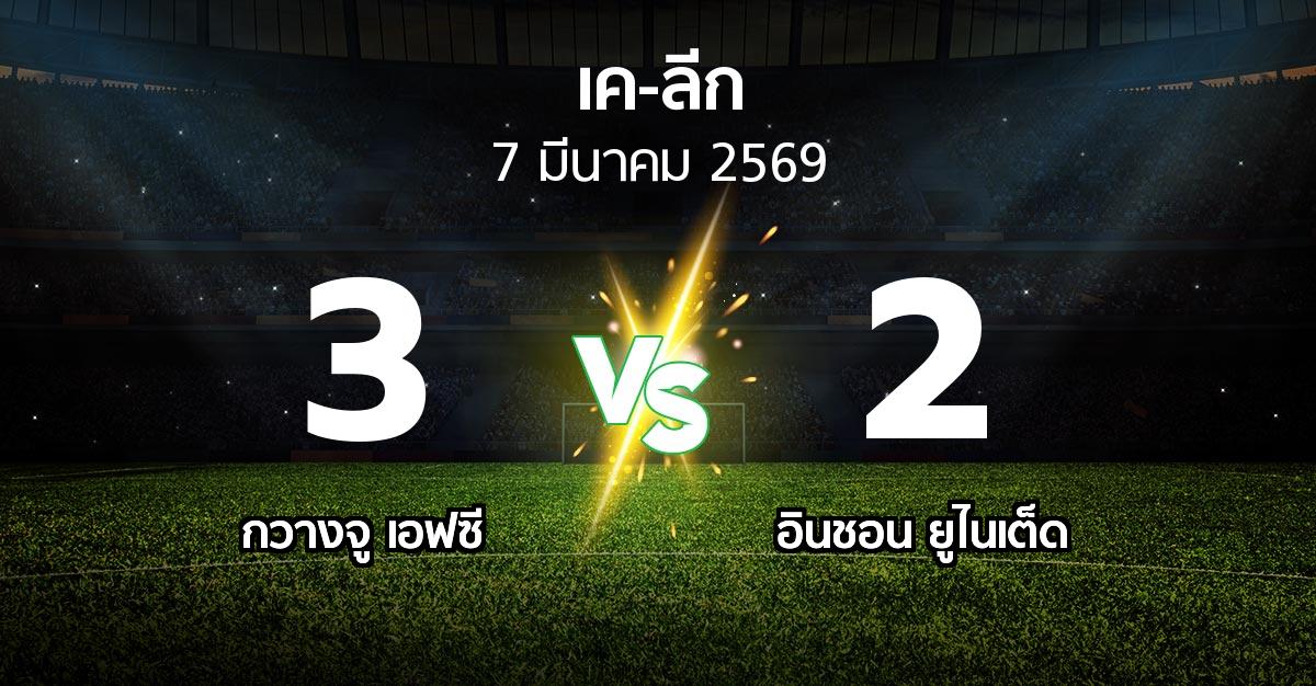 ผลบอล : กวางจู เอฟซี vs อินชอน ยูไนเต็ด (เค-ลีก 2026)