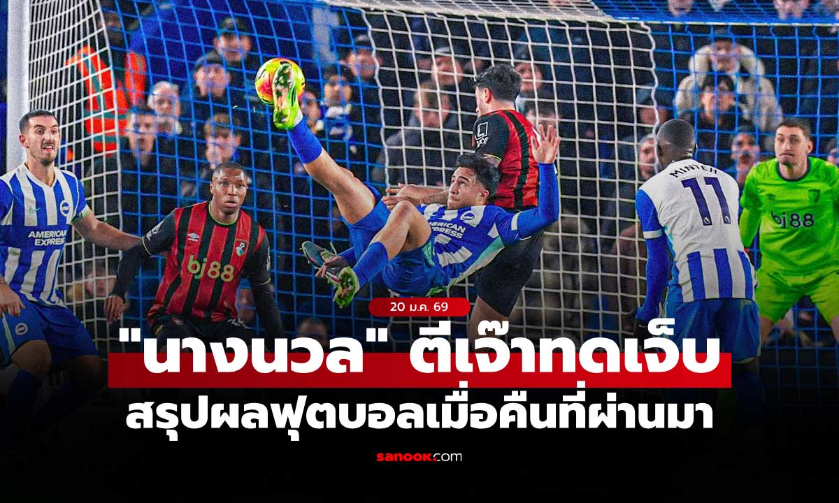 สรุปผลบอลเมื่อคืน 5 ลีกใหญ่ยุโรป ประจำวันที่ 20 ม.ค. 69