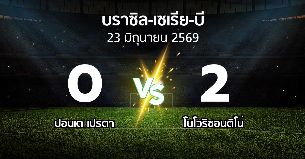 ผลบอล : ปอนเต เปรตา vs โนโวริซอนติโน่ (บราซิล-เซเรีย-บี 2026)
