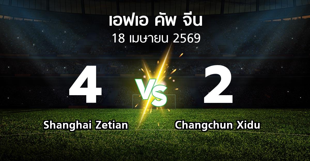 ผลบอล : Shanghai Zetian vs Changchun Xidu (เอฟเอ-คัพ-จีน 2026)