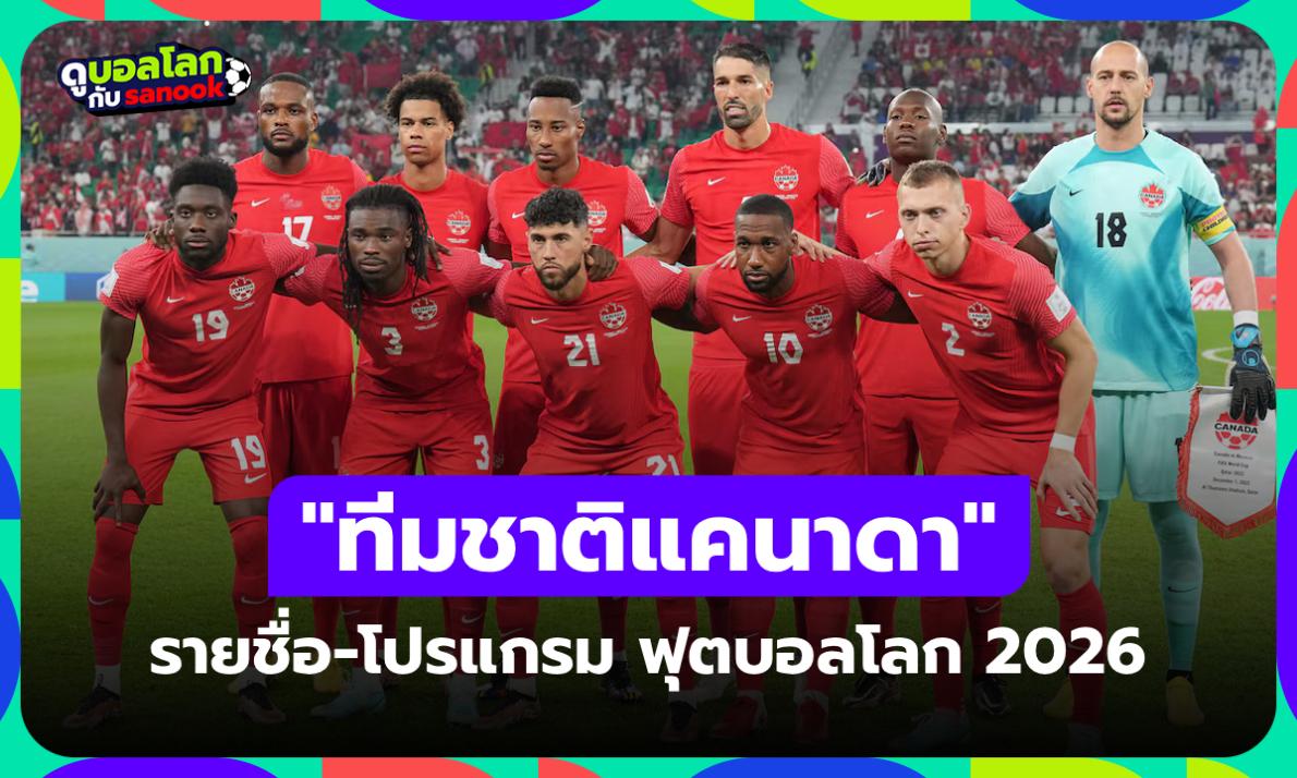 ทีมชาติแคนาดา ฟุตบอลโลก 2026 (กลุ่ม B) : รายชื่อนักเตะและโปรแกรมการแข่งขัน