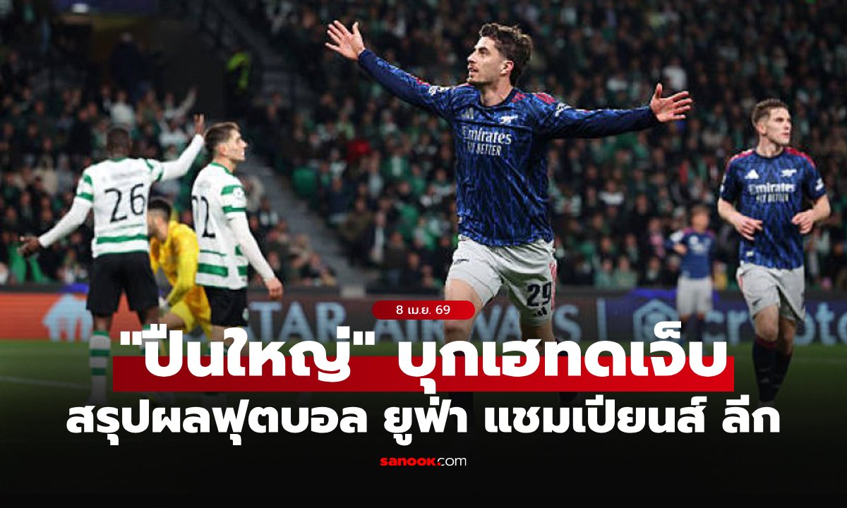 .สรุปผลบอลเมื่อคืน ยูฟ่า แชมเปียนส์ ลีก รอบ 8 ทีม นัดแรก ประจำวันที่ 8 เม.ย. 69.