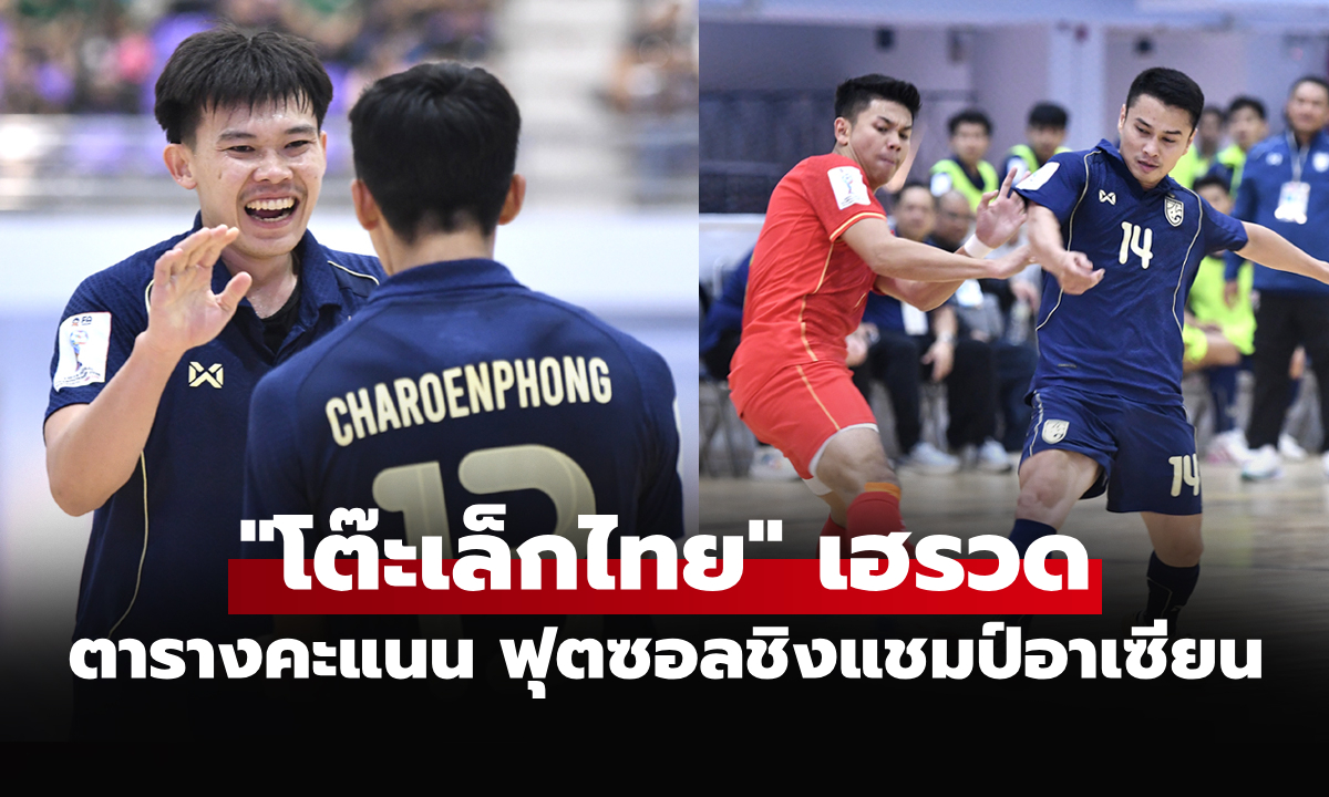 สรุปตารางคะแนน "ทีมชาติไทย" ในการแข่งขัน ฟุตซอล ชิงแชมป์อาเซียน 2026