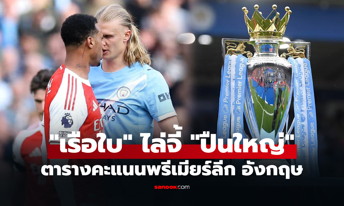 ตารางคะแนนพรีเมียร์ลีกอังกฤษ ฤดูกาล 2025-26 ประจำวันที่ 20 เม.ย. 69