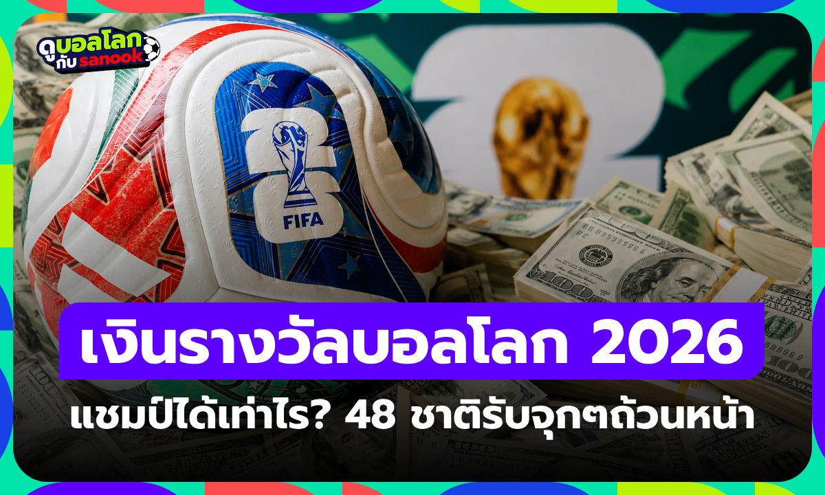 เปิดเงินรางวัลฟุตบอลโลก 2026 แชมป์รับเท่าไร? 48 ทีมได้เงินก้อนใหญ่ทุกชาติ