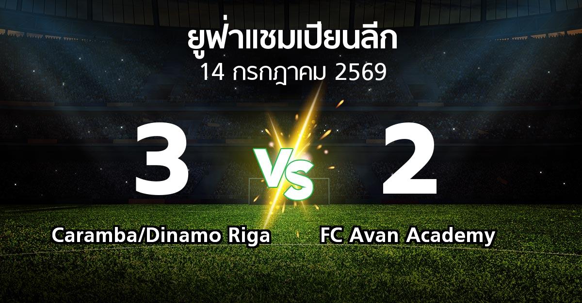 ผลบอล : Caramba/Dinamo Riga vs FC Avan Academy (ยูฟ่า แชมเปียนส์ลีก 2026-2027)