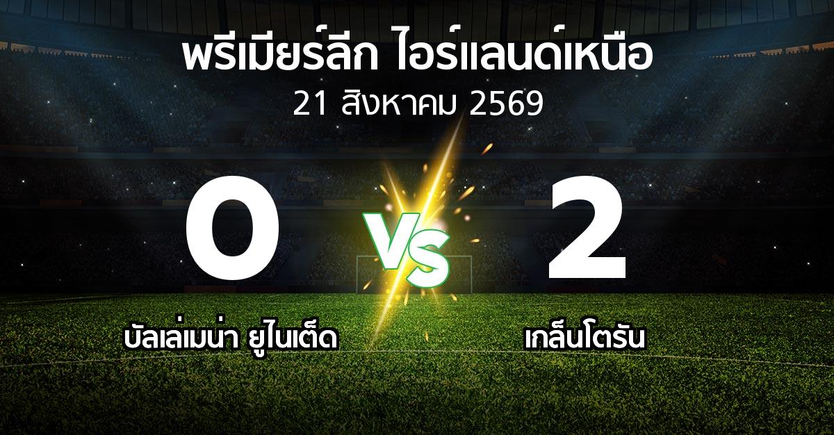 ผลบอล : บัลเล่เมน่า ยูไนเต็ด vs เกล็นโตรัน (พรีเมียร์ลีก-ไอร์แลนด์เหนือ 2026-2027)