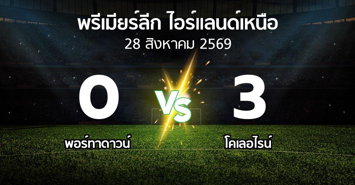 ผลบอล : พอร์ทาดาวน์ vs โคเลอไรน์ (พรีเมียร์ลีก-ไอร์แลนด์เหนือ 2026-2027)