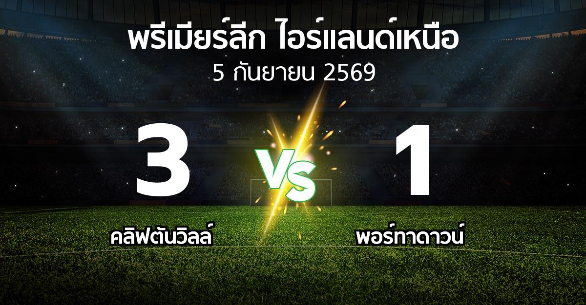 ผลบอล : คลิฟตันวิลล์ vs พอร์ทาดาวน์ (พรีเมียร์ลีก-ไอร์แลนด์เหนือ 2026-2027)