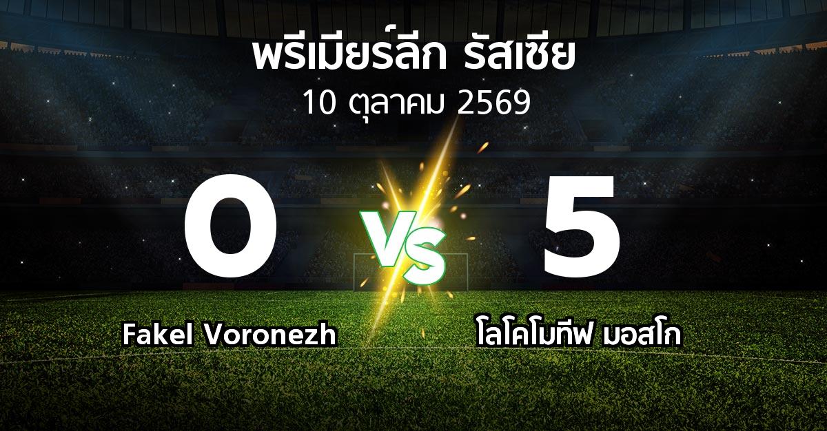 ผลบอล : Fakel Voronezh vs โลโคโมทีฟ มอสโก (พรีเมียร์ลีก รัสเซีย  2026-2027)