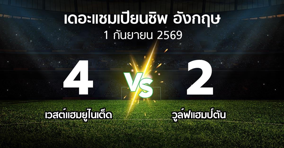 ผลบอล : เวสต์แฮม vs วูล์ฟแฮมป์ตัน (เดอะ แชมเปียนชิพ 2026-2027)