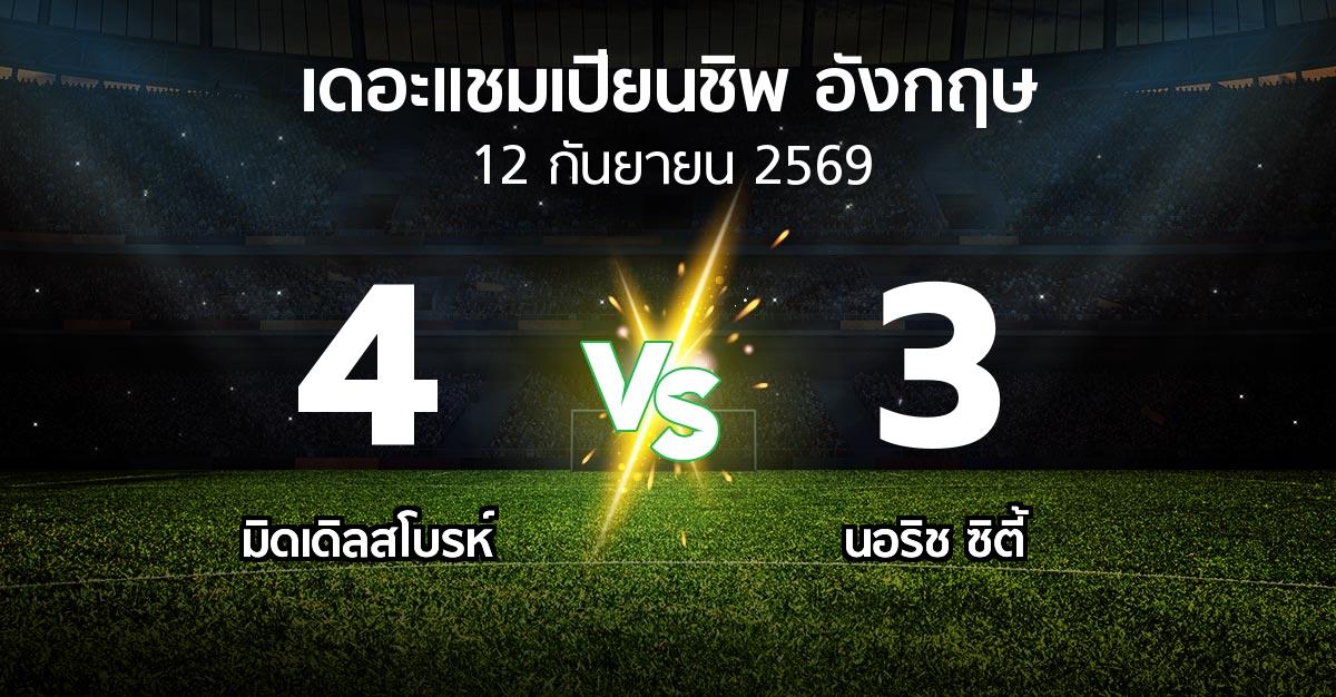 ผลบอล : มิดเดิ้ล vs นอริช ซิตี้ (เดอะ แชมเปียนชิพ 2026-2027)