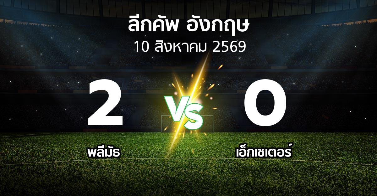 ผลบอล : พลีมัธ vs เอ็กเซเตอร์ (ลีกคัพ 2026-2027)