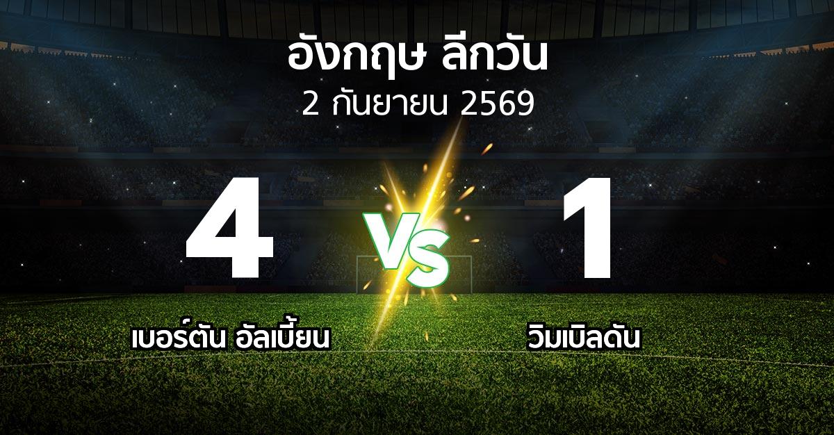 ผลบอล : เบอร์ตัน อัลเบี้ยน vs วิมเบิลดัน (ลีกวัน-อังกฤษ 2026-2027)