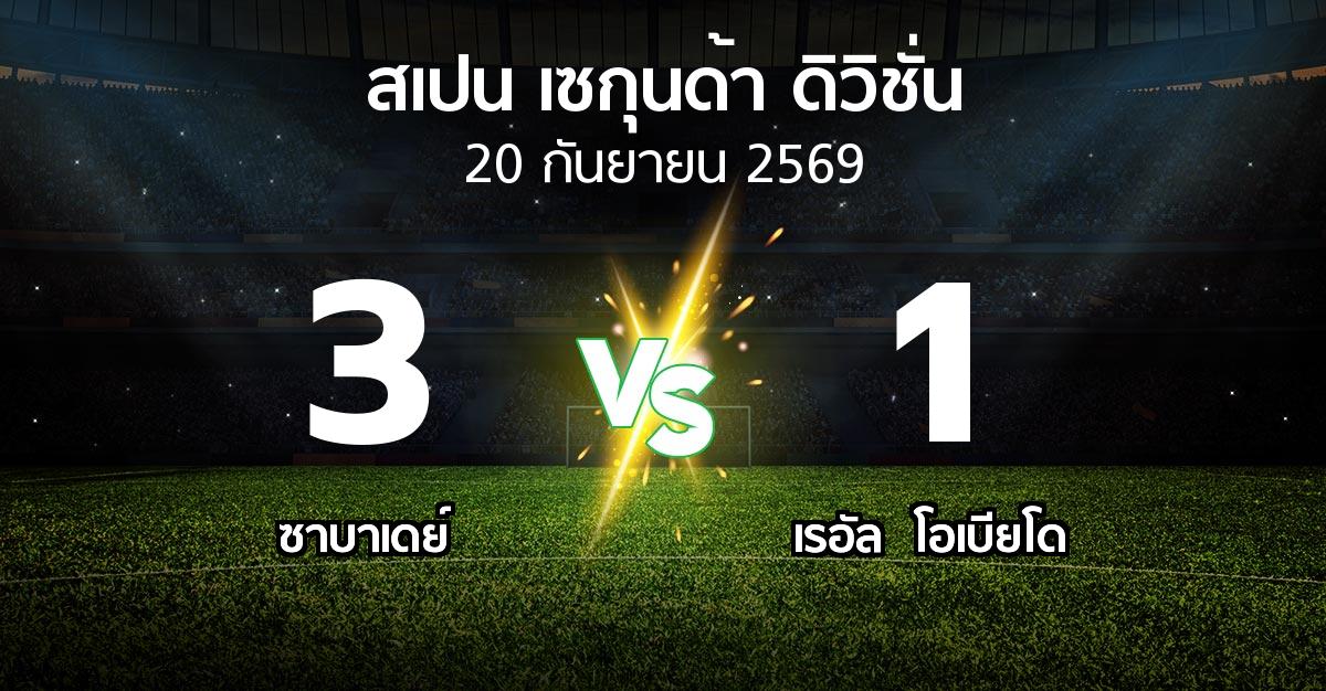 ผลบอล : ซาบาเดย์ vs เรอัล  โอเบียโด (สเปน-เซกุนด้า-ดิวิชั่น 2026-2027)
