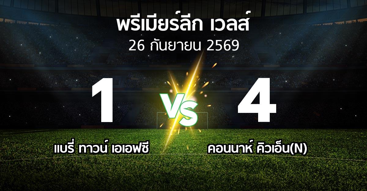 ผลบอล : แบรี่ ทาวน์ เอเอฟซี vs คอนนาห์ คิวเอ็น(N) (พรีเมียร์ลีก-เวลส์ 2026-2027)