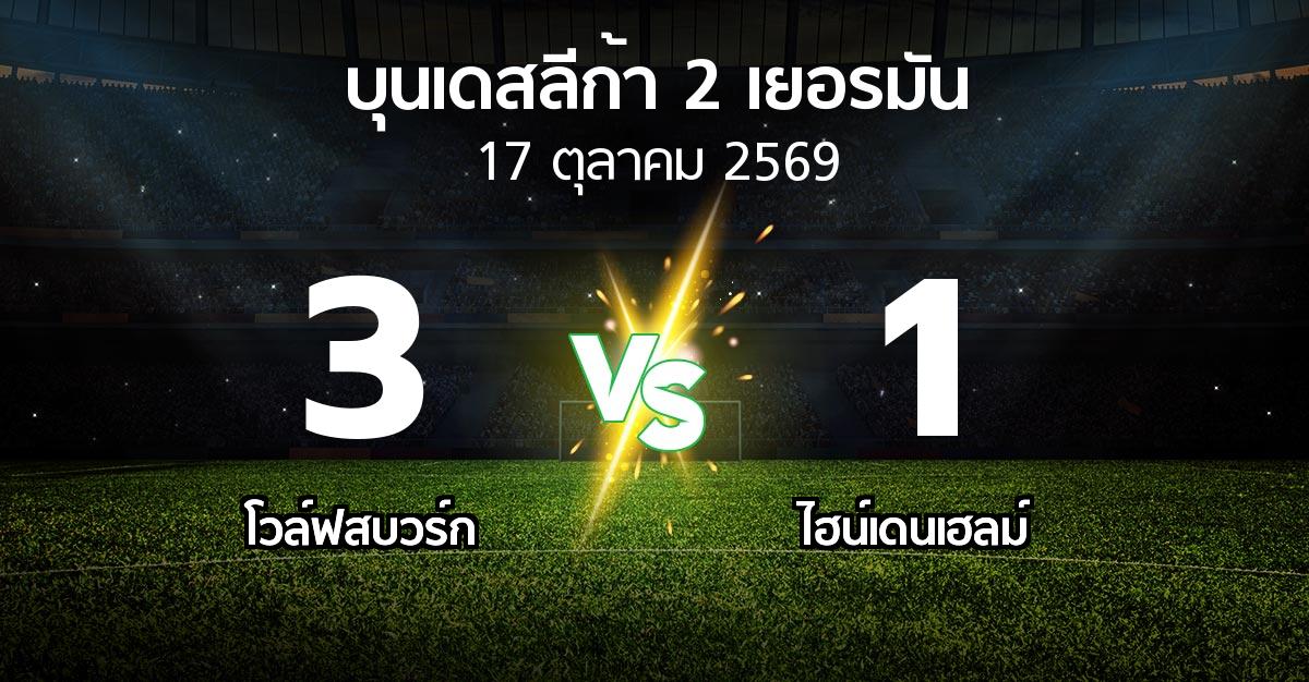 ผลบอล : โวล์ฟสบวร์ก vs ไฮน์เดนเฮลม์ (บุนเดสลีก้า-2-เยอรมัน 2026-2027)