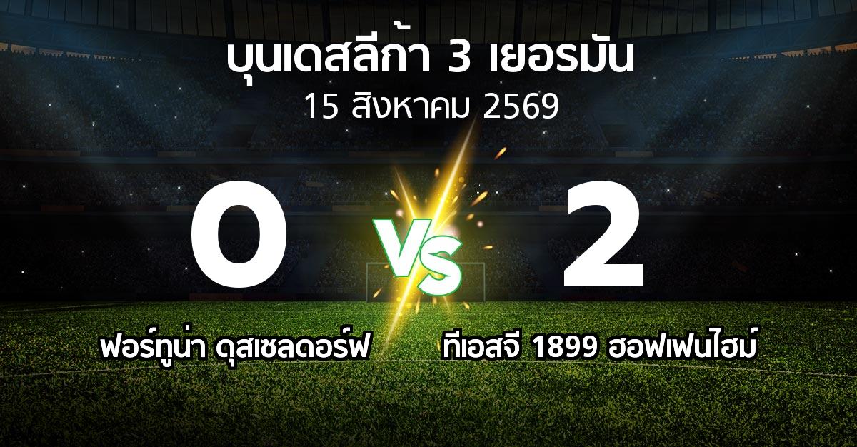 ผลบอล : ฟอร์ทูน่า ดุสเซลดอร์ฟ vs ทีเอสจี 1899 ฮอฟเฟนไฮม์ (บุนเดสลีก้า-3-เยอรมัน 2026-2027)