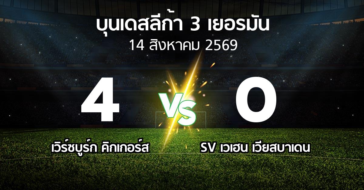ผลบอล : เวิร์ซบูร์ก คิกเกอร์ส vs SV เวเฮน เวียสบาเดน (บุนเดสลีก้า-3-เยอรมัน 2026-2027)