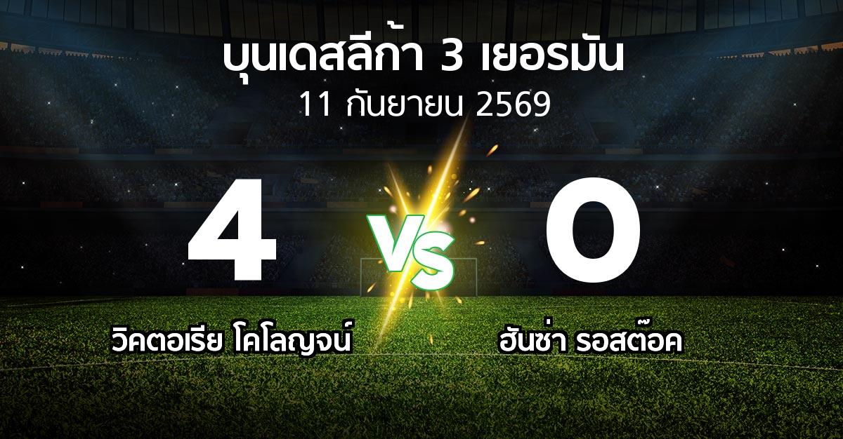 ผลบอล : วิคตอเรีย โคโลญจน์ vs ฮันซ่า รอสต๊อค (บุนเดสลีก้า-3-เยอรมัน 2026-2027)