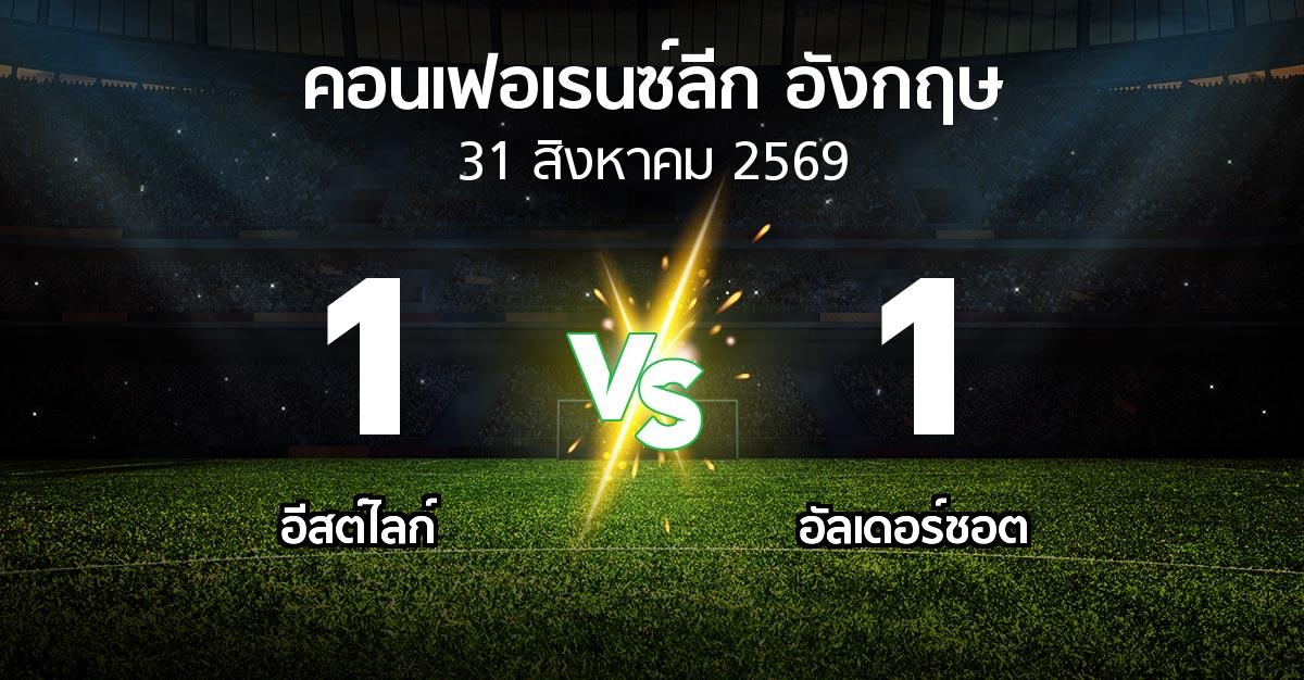 ผลบอล : อีสต์ไลก์ vs อัลเดอร์ชอต (คอนเฟอเรนซ์ลีก อังกฤษ 2026-2027)