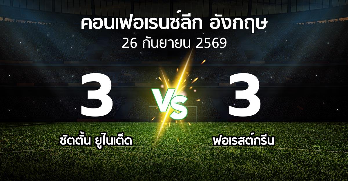 ผลบอล : ซัตตั้น ยูไนเต็ด vs ฟอเรสต์กรีน (คอนเฟอเรนซ์ลีก อังกฤษ 2026-2027)
