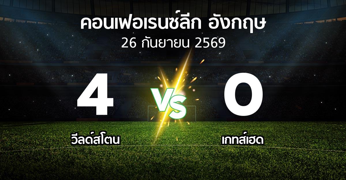 ผลบอล : วีลด์สโตน vs เกทส์เฮด (คอนเฟอเรนซ์ลีก อังกฤษ 2026-2027)