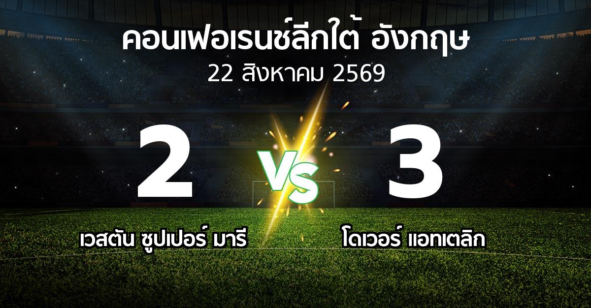 ผลบอล : เวสตัน ซูปเปอร์ มารี vs โดเวอร์ แอทเตลิก (คอนเฟอเรนช์ลีกใต้อังกฤษ 2026-2027)