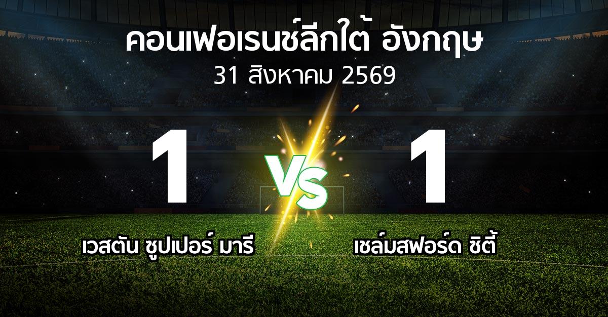 ผลบอล : เวสตัน ซูปเปอร์ มารี vs เชล์มสฟอร์ด ซิตี้ (คอนเฟอเรนช์ลีกใต้อังกฤษ 2026-2027)