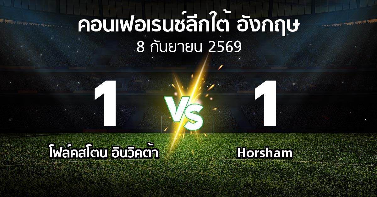 ผลบอล : โฟล์คสโตน อินวิคต้า vs Horsham (คอนเฟอเรนช์ลีกใต้อังกฤษ 2026-2027)