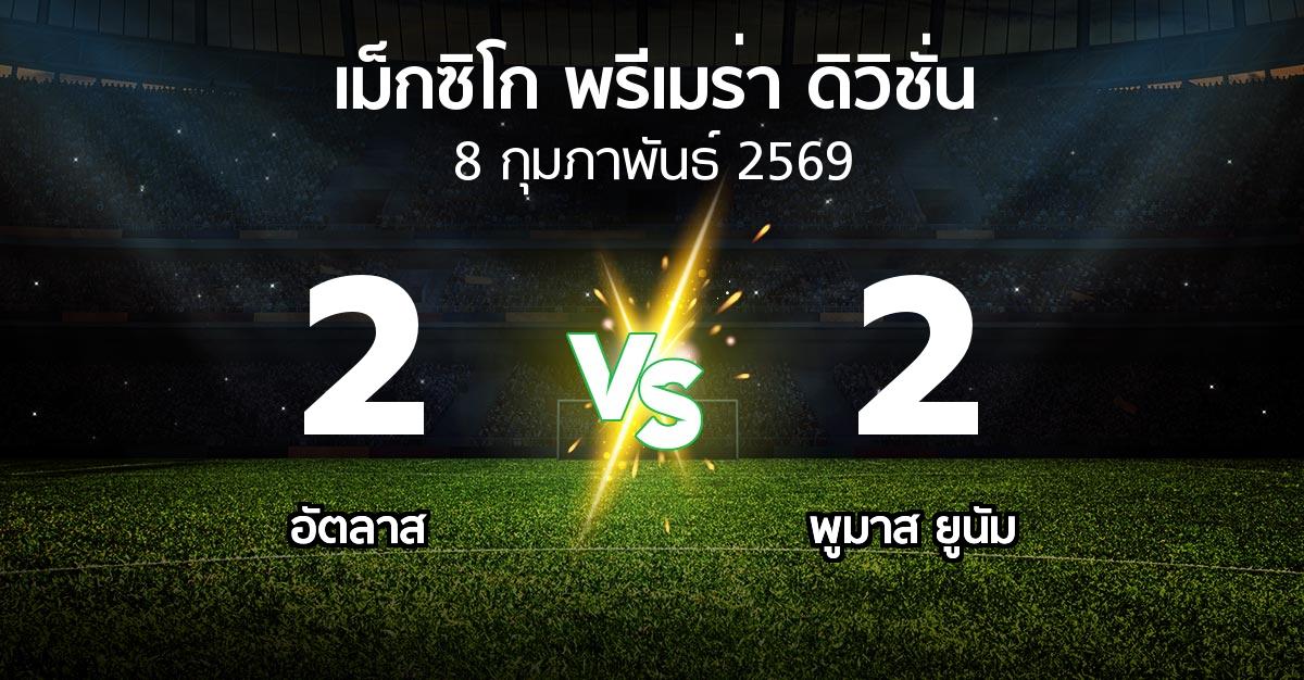 ผลบอล : อัตลาส vs พูมาส ยูนัม (เม็กซิโก-พรีเมร่า-ดิวิชั่น 2026-2027)