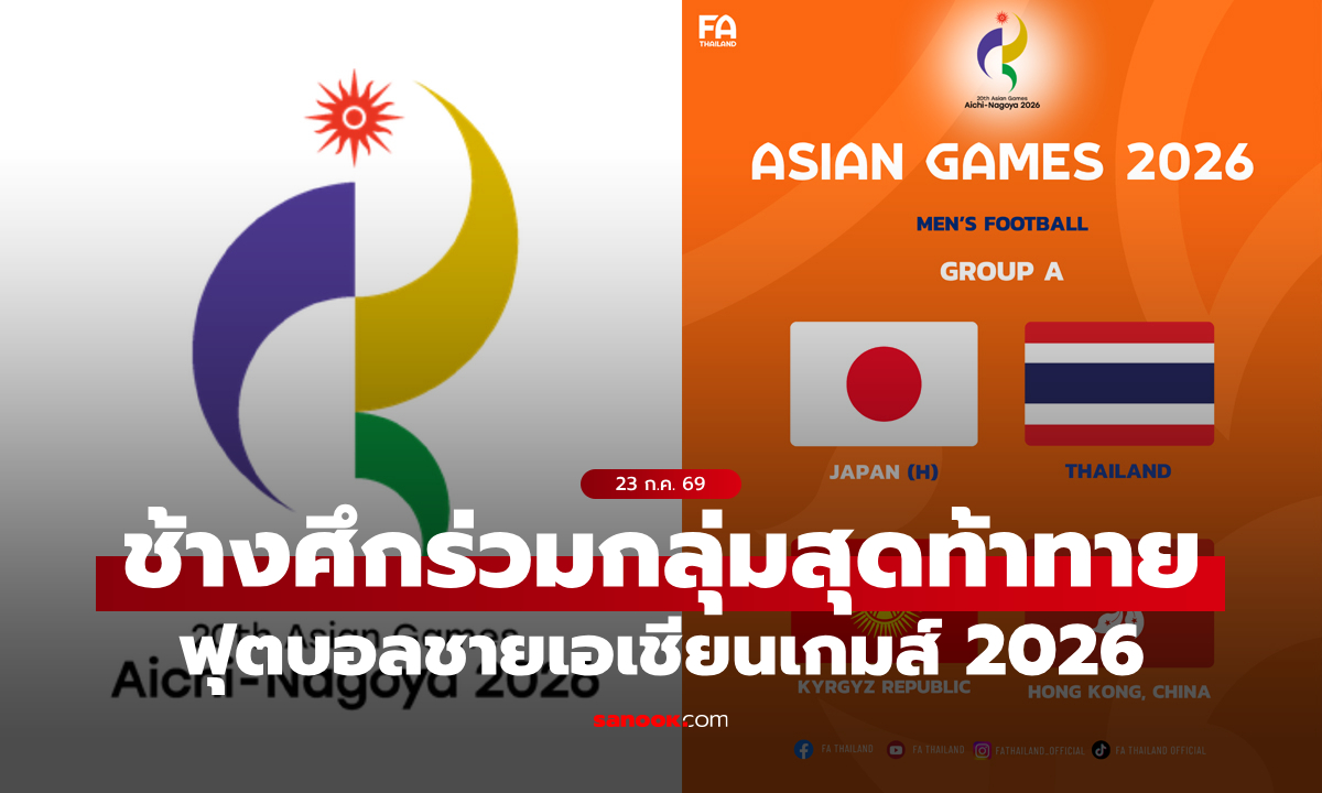 ฟุตบอลชายไทย ร่วมสาย ญี่ปุ่น, คีร์กิซสถาน, ฮ่องกง ศึกเอเชียนเกมส์ 2026