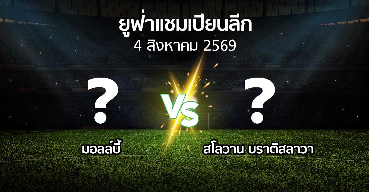 โปรแกรมบอล : มอลล์บี้ vs บราติสลาวา (ยูฟ่า แชมเปียนส์ลีก 2026-2027)