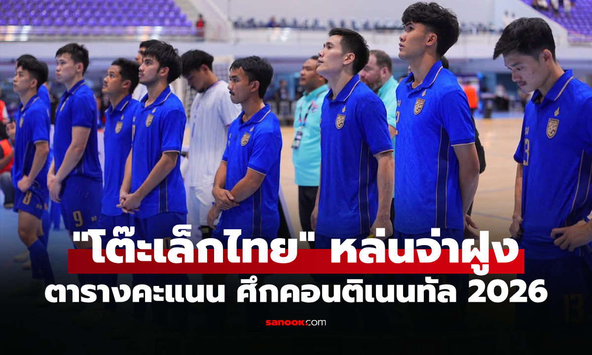 สรุปตารางคะแนนล่าสุด "ทีมชาติไทย" ศึกคอนติเนนทัล ฟุตซอล แชมเปี้ยนชิพ 2026